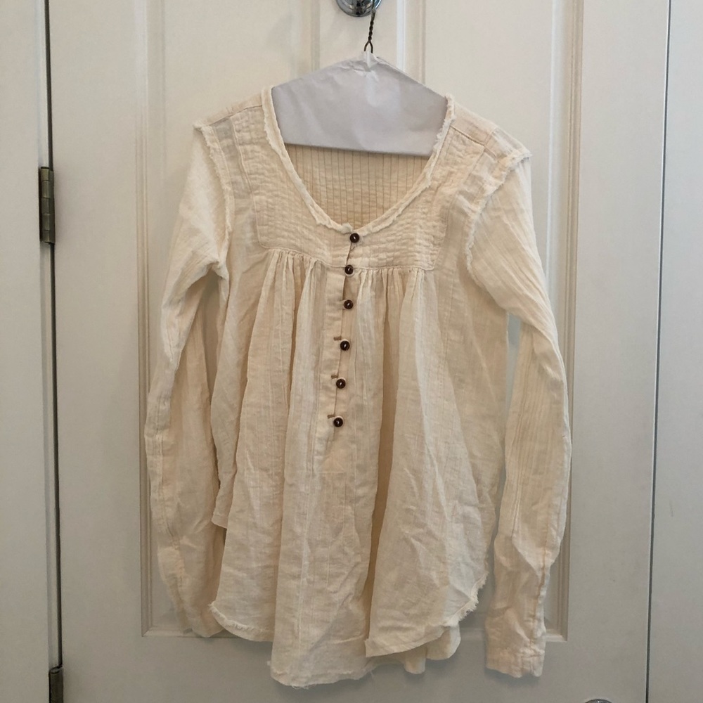 Button front over size gauze shirt